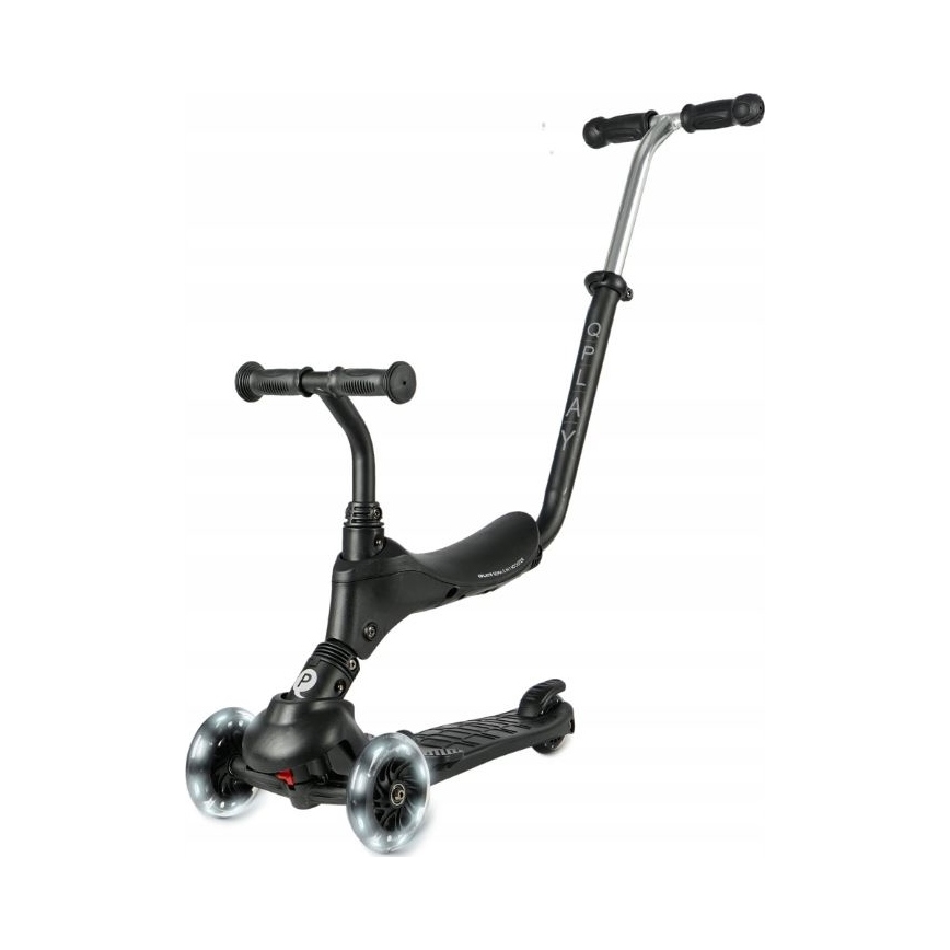 QPlay - Detská kolobežka SEMA PRO 5v1 s LED kolieskami, čierna