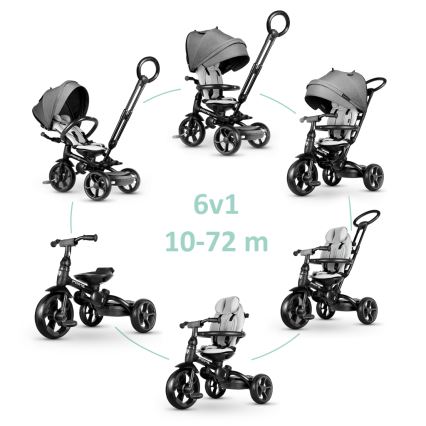 QPlay - Detská trojkolka 6v1 PRIME šedá