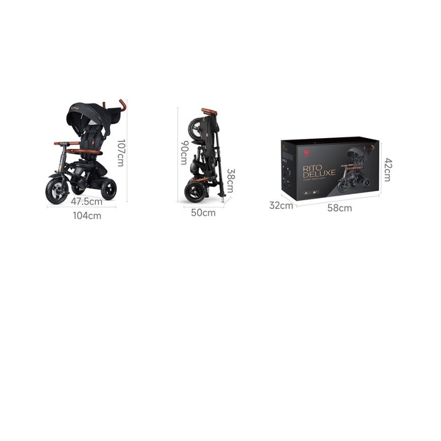 QPlay - Detská trojkolka 6v1 RITO DELUXE sivá