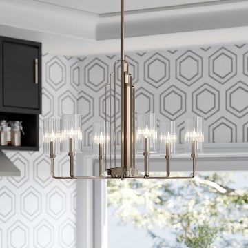 Quintiesse - Luster na tyči KIMROSE 6xE14/40W/230V pr. 68,6 cm, lesklý chróm