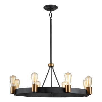Quintiesse - Luster na tyči SILAS 8xE27/60W/230V pr. 82,9 cm čierna/zlatá