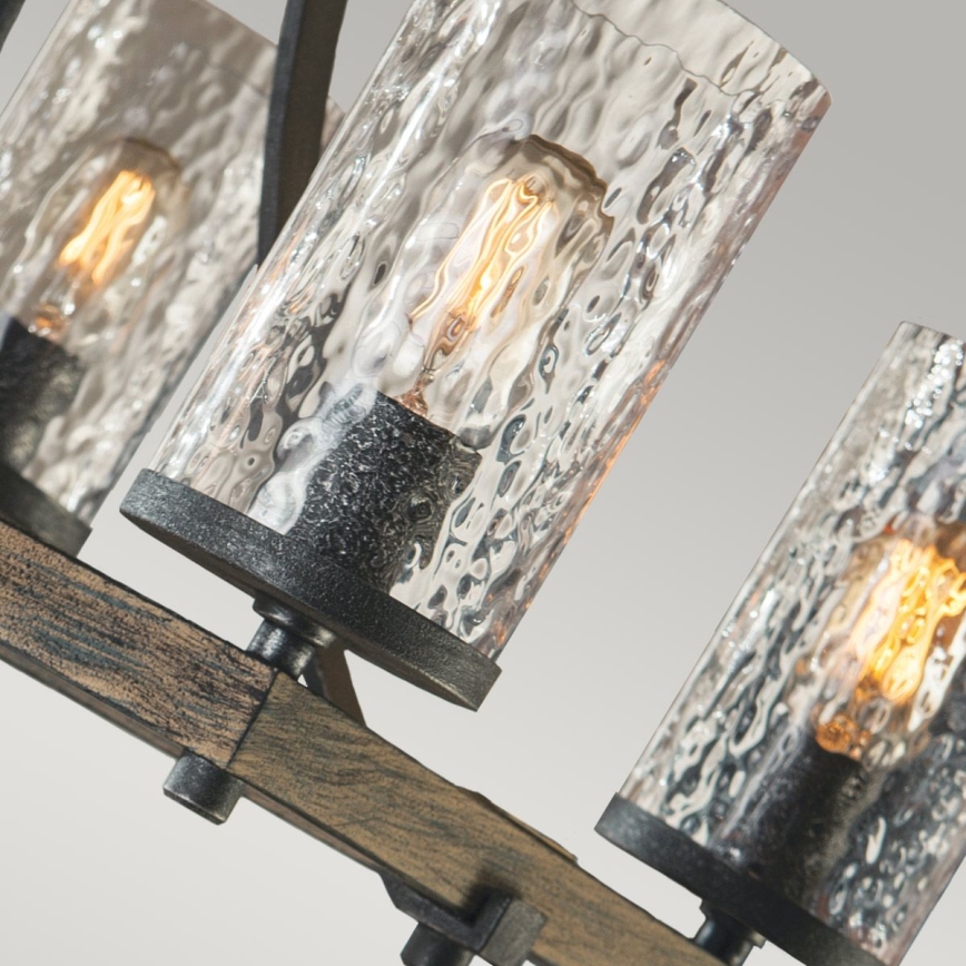 Quintiesse - Závesný luster na tyči ANGELO 8xE27/60W/230V dubový dekor