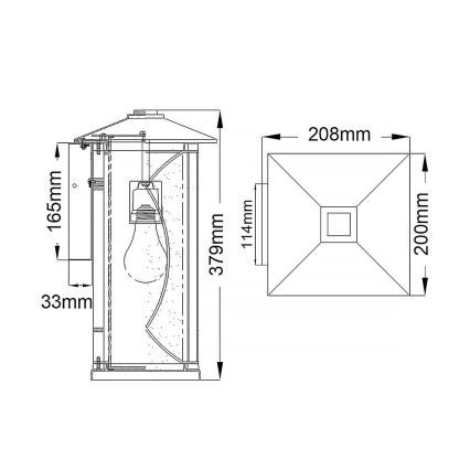 Quintiesse - Vonkajšie nástenné svietidlo ASHBERN M 1xE27/60W/230V IP44 čierna