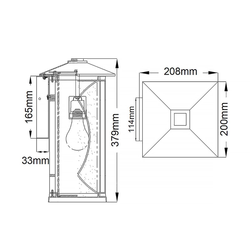 Quintiesse - Vonkajšie nástenné svietidlo ASHBERN M 1xE27/60W/230V IP44 čierna