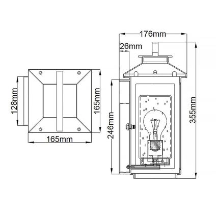 Quintiesse - Vonkajšie nástenné svietidlo ATWATER S 1xE27/60W/230V IP44 čierne