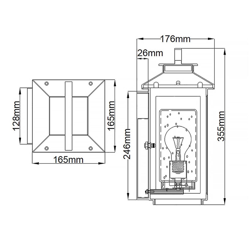 Quintiesse - Vonkajšie nástenné svietidlo ATWATER S 1xE27/60W/230V IP44 čierne