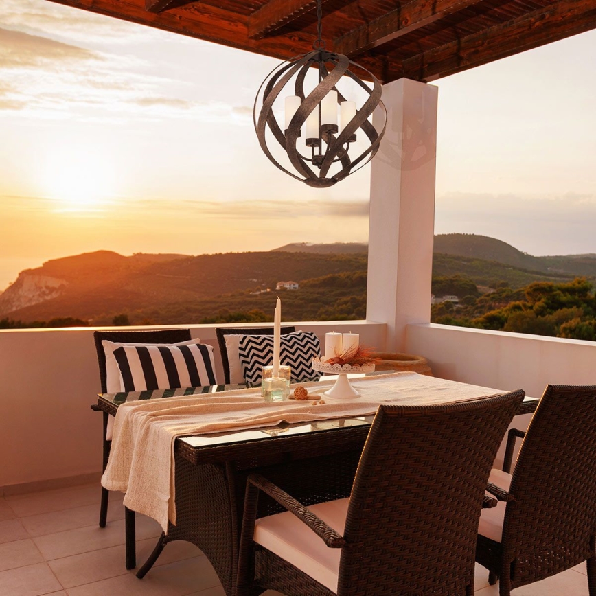 Quintiesse - Exteriérový luster na reťazi BLACKSMITH 4xE14/40W/230V pr. 50,1 cm IP44 čierna