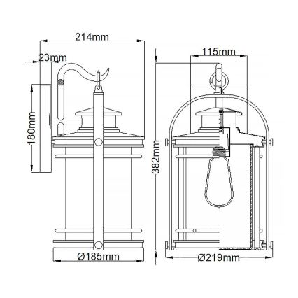 Quintiesse - Vonkajšie nástenné svietidlo BOOKER M 1xE27/60W/230V IP44 matný chróm