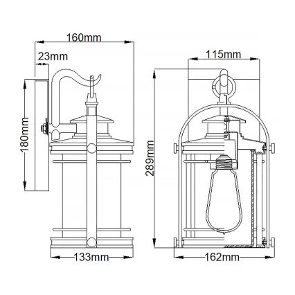 Quintiesse - Vonkajšie nástenné svietidlo BOOKER S 1xE27/60W/230V IP44 matný chróm