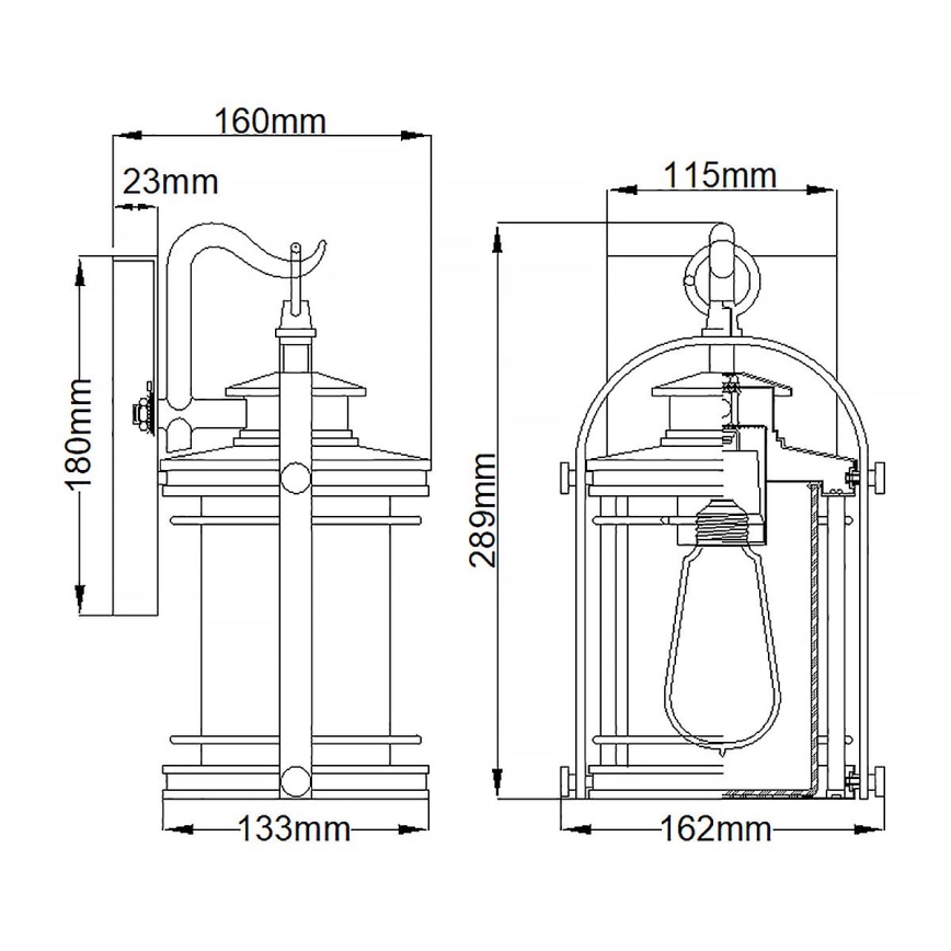 Quintiesse - Vonkajšie nástenné svietidlo BOOKER S 1xE27/60W/230V IP44 matný chróm