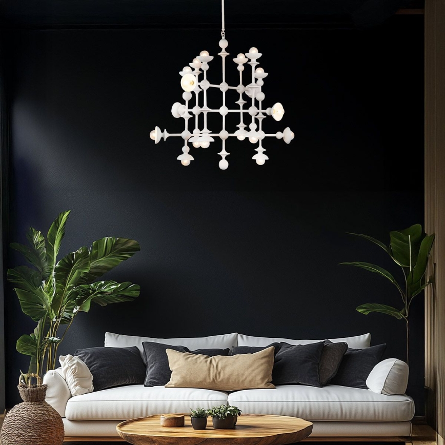 Quintiesse - Luster na tyči CADENCE 18xE14/40W/230V biela