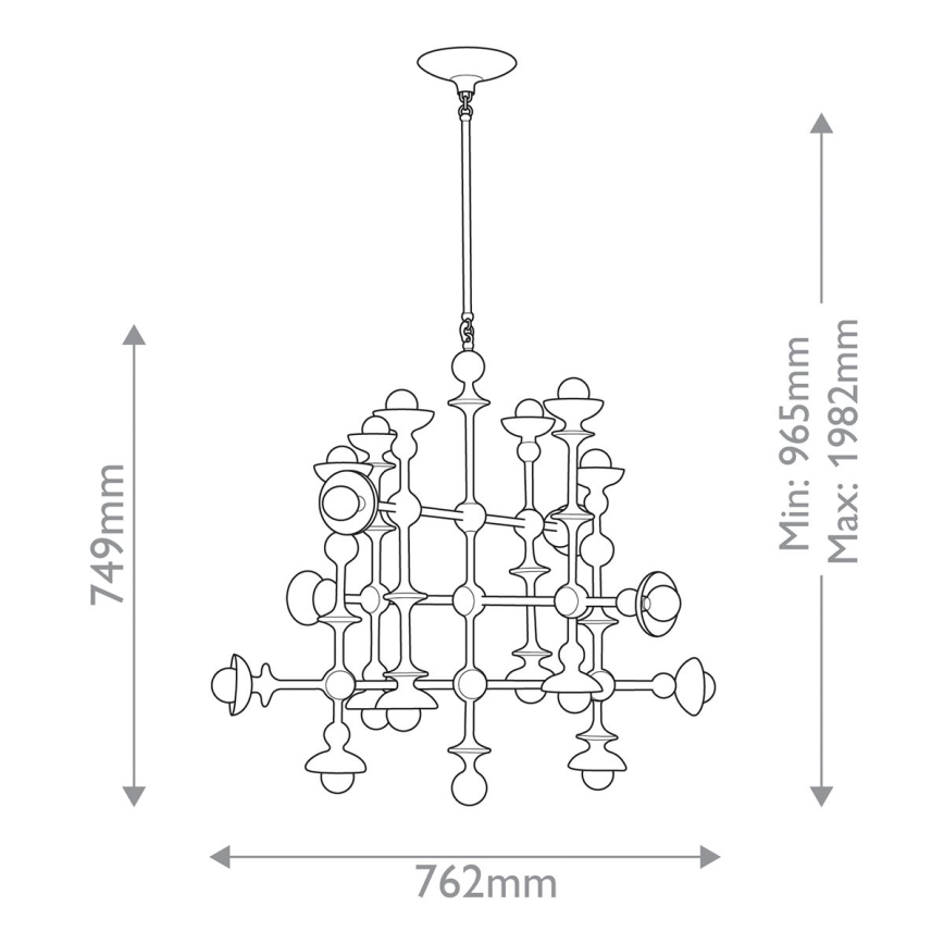 Quintiesse - Luster na tyči CADENCE 18xE14/40W/230V biela