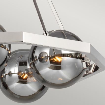 Quintiesse - Luster na tyči HARPER 5xE14/60W/230V, priemer 77,5 cm, lesklý chróm/dymové sklo
