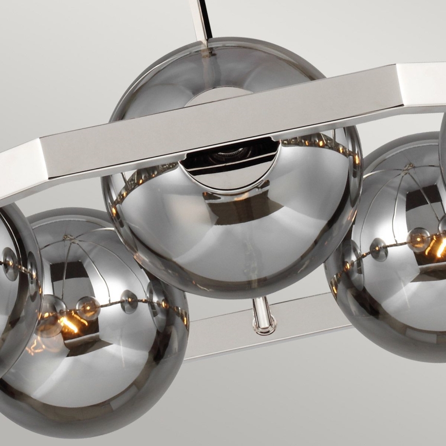 Quintiesse - Luster na tyči HARPER 5xE14/60W/230V, priemer 77,5 cm, lesklý chróm/dymové sklo