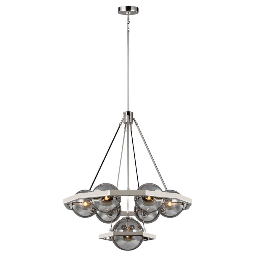 Quintiesse - Luster na tyči HARPER 7xE14/60W/230V Ø 81,3 cm lesklý chróm/dymové sklo