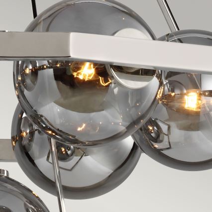Quintiesse - Luster na tyči HARPER 7xE14/60W/230V Ø 81,3 cm lesklý chróm/dymové sklo