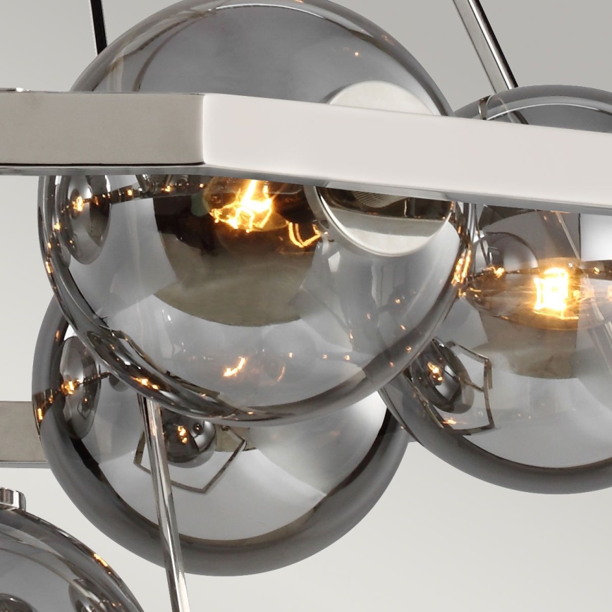 Quintiesse - Luster na tyči HARPER 7xE14/60W/230V Ø 81,3 cm lesklý chróm/dymové sklo