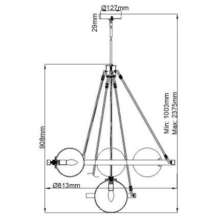 Quintiesse - Luster na tyči HARPER 7xE14/60W/230V Ø 81,3 cm lesklý chróm/dymové sklo