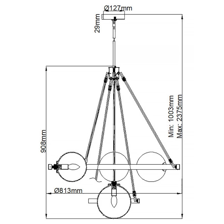 Quintiesse - Luster na tyči HARPER 7xE14/60W/230V Ø 81,3 cm lesklý chróm/dymové sklo