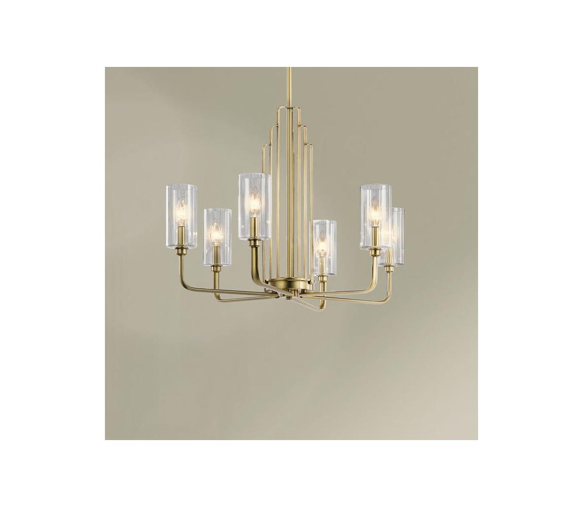 Elstead Quintiesse QN-KIMROSE6-BNB - Luster na tyči KIMROSE 6xE14/40W/230V zlatý QN-KIMROSE6-BNB