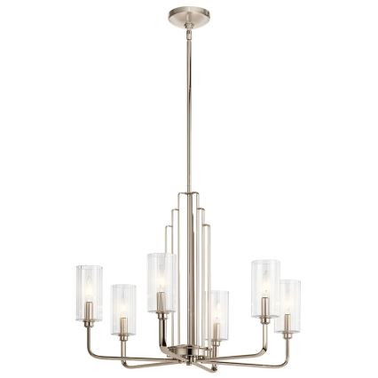 Quintiesse - Luster na tyči KIMROSE 6xE14/40W/230V pr. 68,6 cm, lesklý chróm