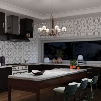 Quintiesse - Luster na tyči KIMROSE 6xE14/40W/230V pr. 68,6 cm, lesklý chróm