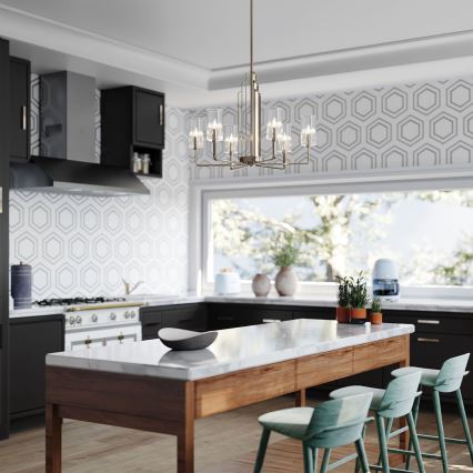 Quintiesse - Luster na tyči KIMROSE 6xE14/40W/230V pr. 68,6 cm, lesklý chróm