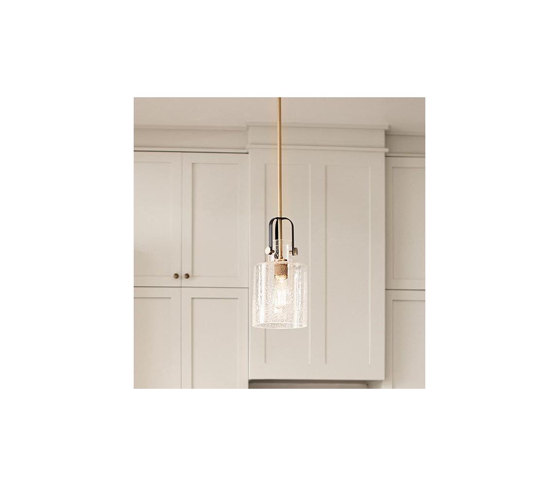 Elstead Quintiesse QN-KITNER-P-NBR - Luster na tyči KITNER 1xE27/60W/230V zlatá/čierna QN-KITNER-P-NBR