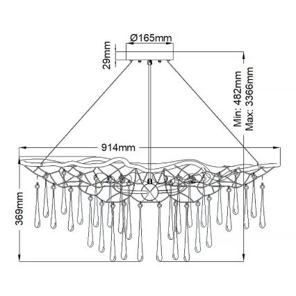 Quintiesse - Závesný luster na lankách LAGUNA 6xE14/40W/230V priemer 91,4 cm zlatý