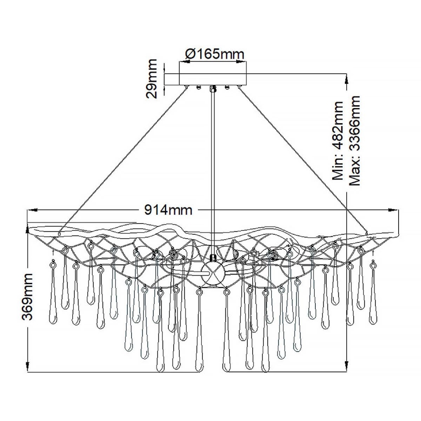 Quintiesse - Závesný luster na lankách LAGUNA 6xE14/40W/230V priemer 91,4 cm zlatý