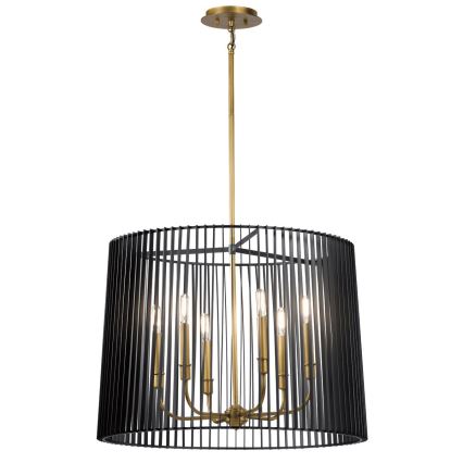 Quintiesse - Luster na tyči LINARA 6xE14/60W/230V pr. 66 cm čierna/zlatá