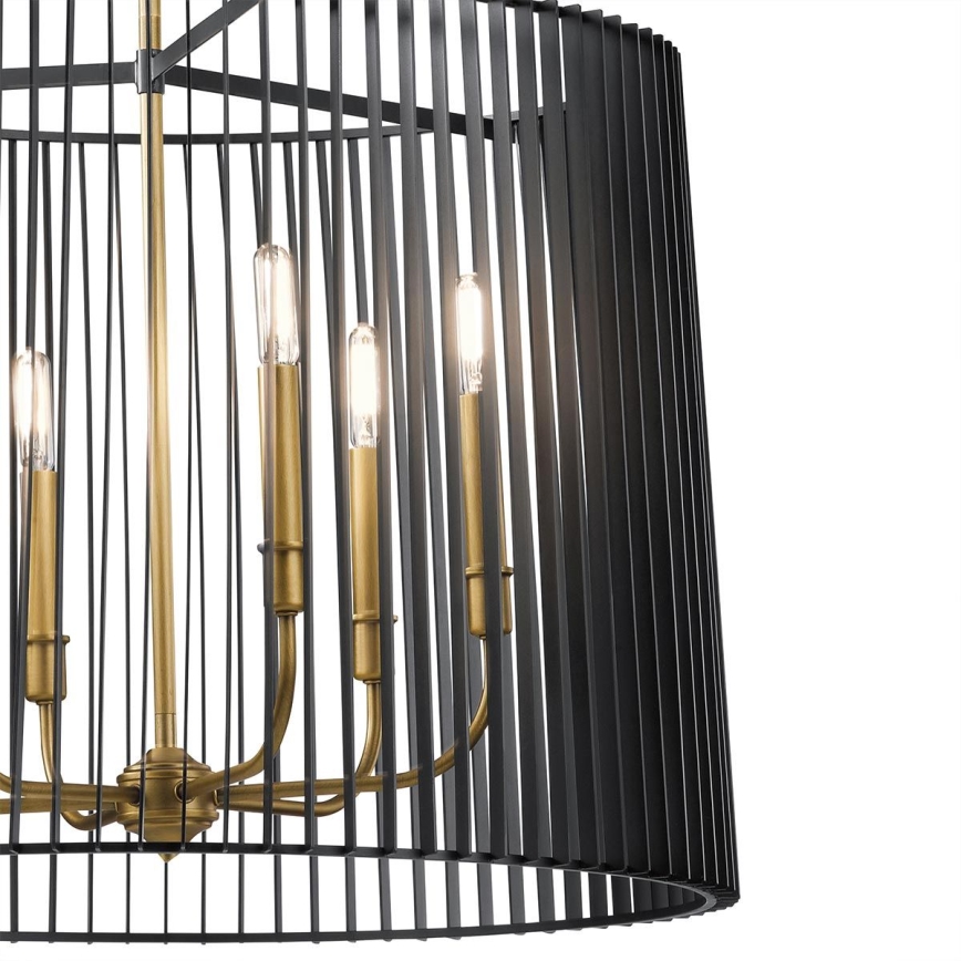 Quintiesse - Luster na tyči LINARA 6xE14/60W/230V pr. 66 cm čierna/zlatá
