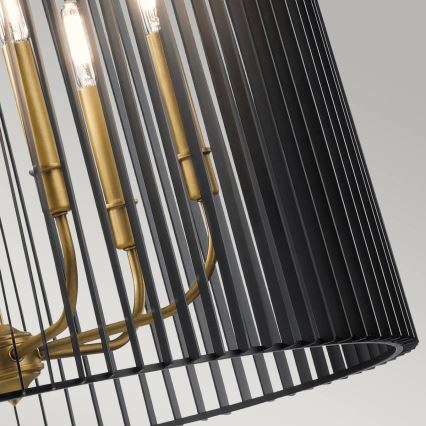 Quintiesse - Luster na tyči LINARA 6xE14/60W/230V pr. 66 cm čierna/zlatá