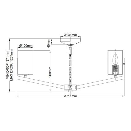 Quintiesse - Luster na tyči NYE 6xE14/40W/230V priemer 71,1 cm matný chróm