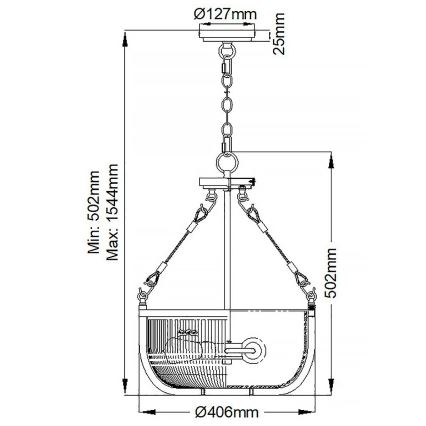 Quintiesse - Luster na reťazi ROUX 3xE27/60W/230V priemer 40,6 cm zlatý