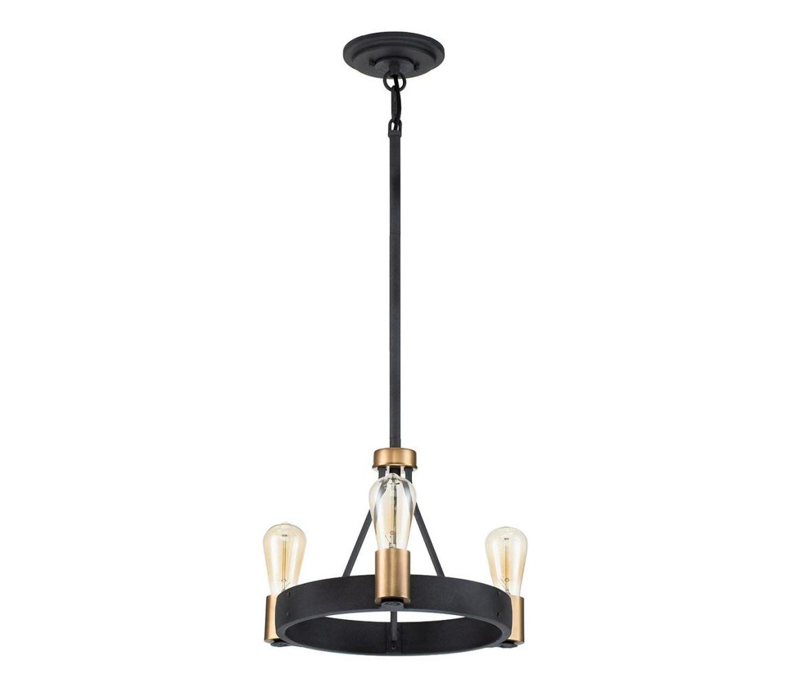 Elstead Quintiesse QN-SILAS-3P-DZ - Luster na tyči SILAS 3xE27/60W/230V čierna/zlatá QN-SILAS-3P-DZ