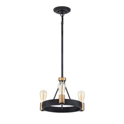 Quintiesse - Stropný luster na tyči SILAS 3xE27/60W/230V pr. 42,2 cm čierna/zlatá