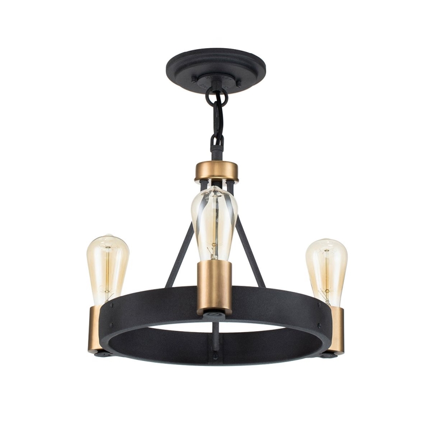 Quintiesse - Stropný luster na tyči SILAS 3xE27/60W/230V pr. 42,2 cm čierna/zlatá