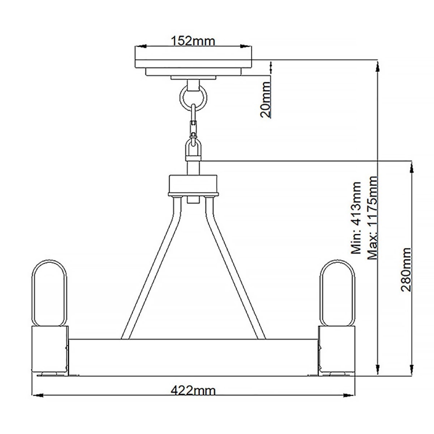 Quintiesse - Stropný luster na tyči SILAS 3xE27/60W/230V pr. 42,2 cm čierna/zlatá