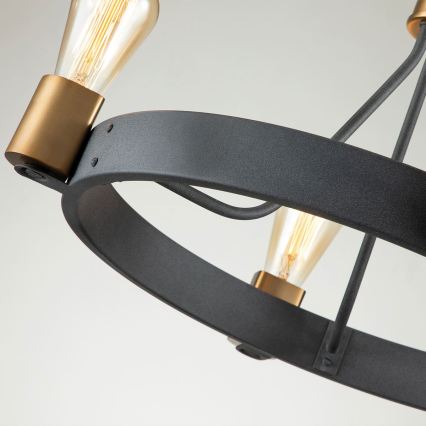 Quintiesse - Stropný luster na tyči SILAS 4xE27/60W/230V priemer 54,9 cm čierna/zlatá