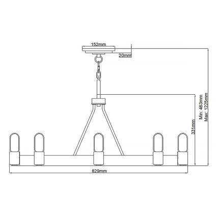 Quintiesse - Luster na tyči SILAS 8xE27/60W/230V pr. 82,9 cm čierna/zlatá