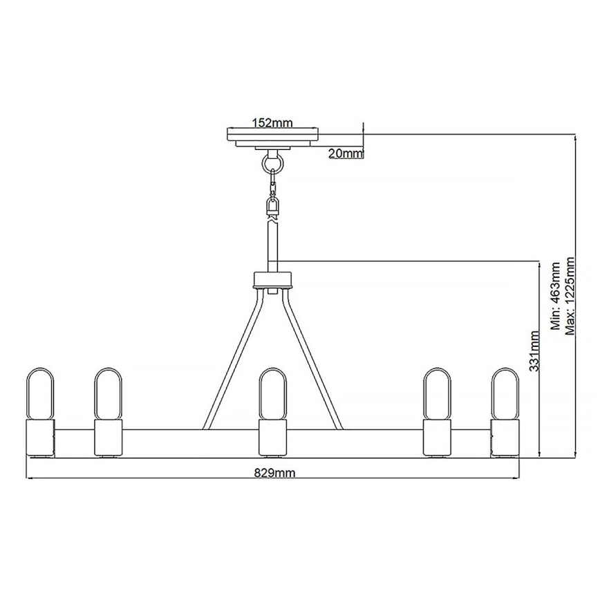 Quintiesse - Luster na tyči SILAS 8xE27/60W/230V pr. 82,9 cm čierna/zlatá