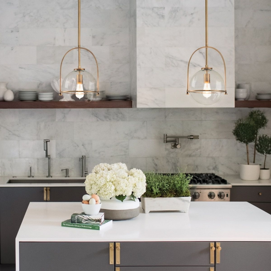 Quintiesse - Luster na tyči SOMERSET 1xE27/60W/230V pr. 28,9 cm bronzový