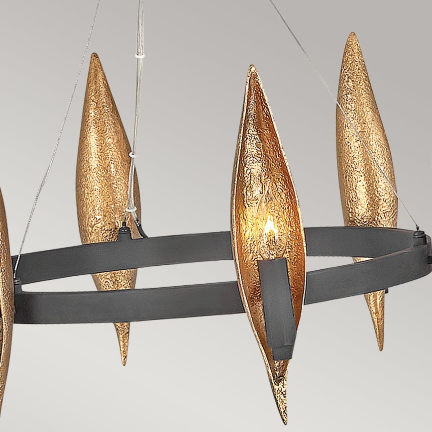 Quintiesse - Luster na lanku WILLOW 6xE14/40W/230V, priemer 61 cm, zlatá/čierna