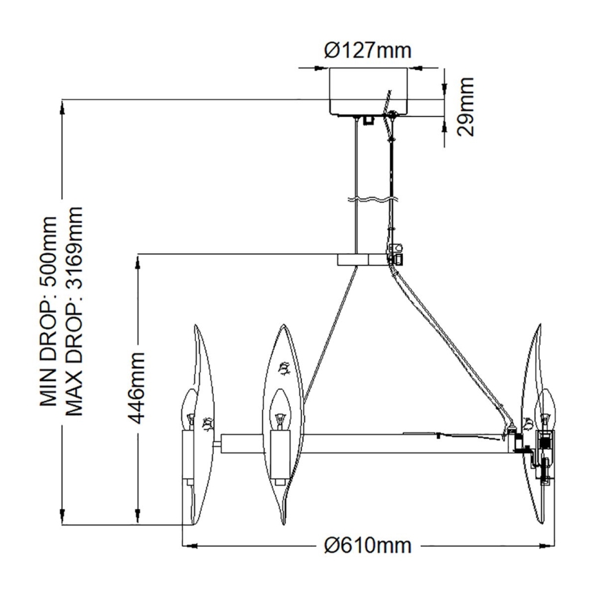 Quintiesse - Luster na lanku WILLOW 6xE14/40W/230V, priemer 61 cm, zlatá/čierna