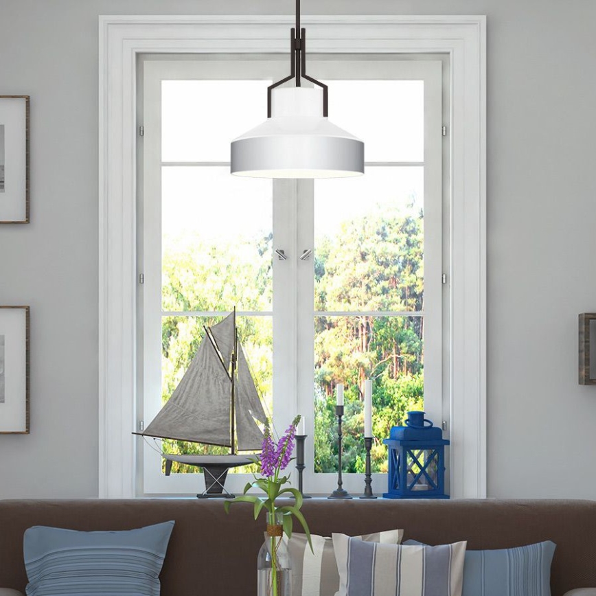 Quoizel - Luster na tyči BRECKEN 2xE27/60W/230V čierna/biela