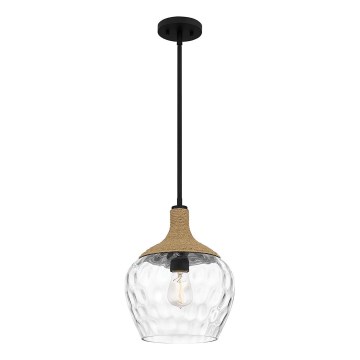 Quoizel - Luster na tyči ROYER 1xE27/60W/230V pr. 30,2 cm číra/čierna/béžová
