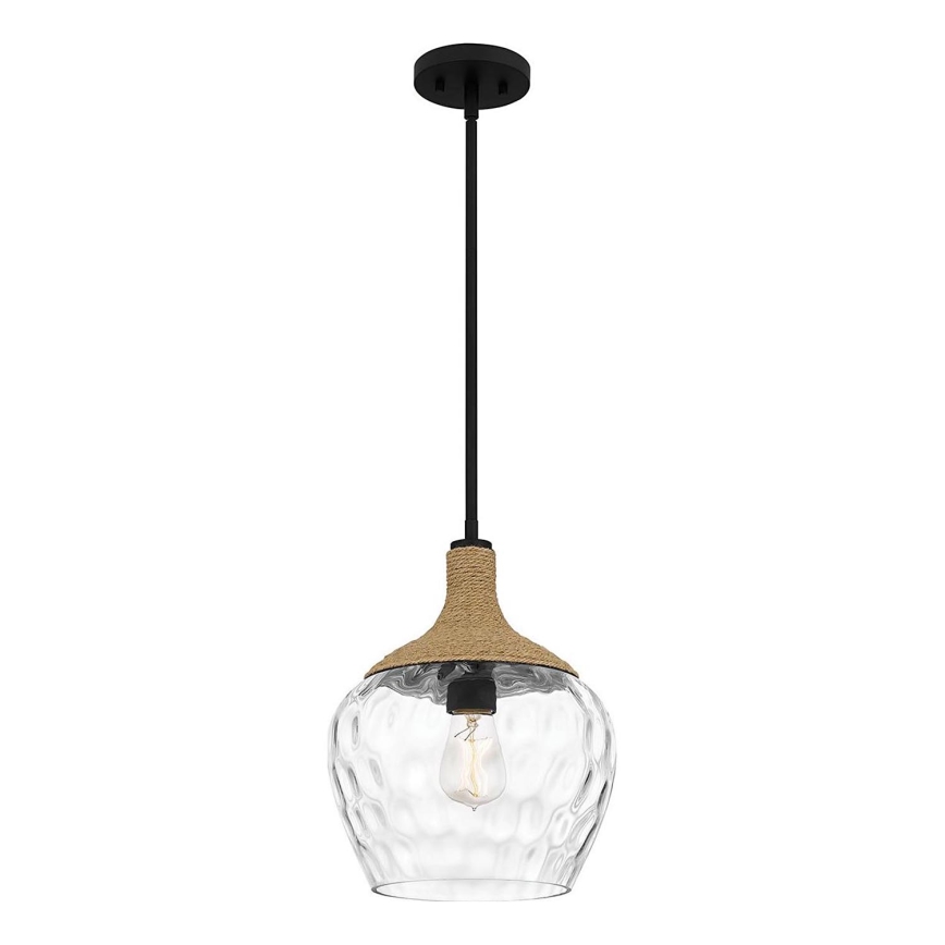 Quoizel - Luster na tyči ROYER 1xE27/60W/230V pr. 30,2 cm číra/čierna/béžová