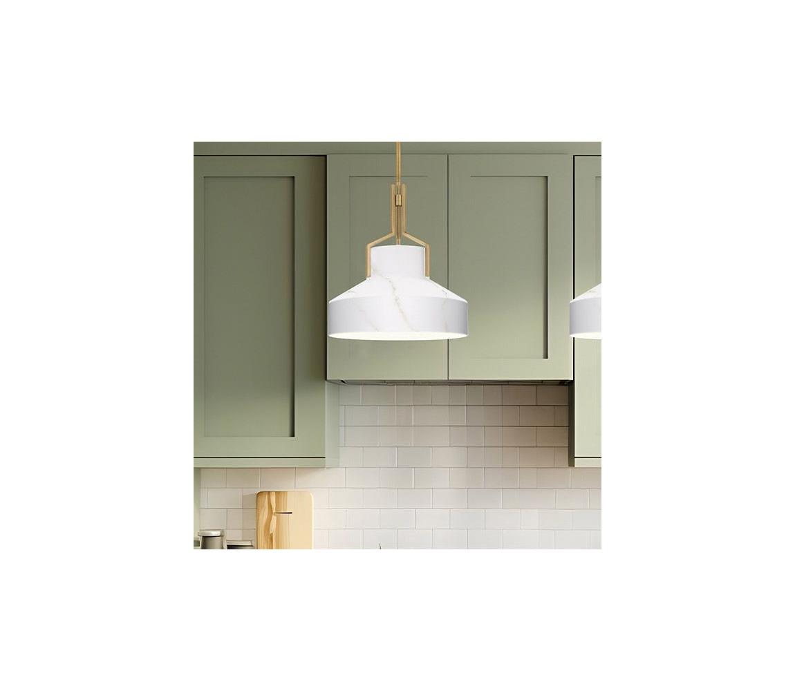 Elstead Quoizel QZ-BRECKEN-2P-AB-ABG - Luster BRECKEN 2xE27/60W/230V zlatý s mramorovým dekorom QZ-BRECKEN-2P-AB-ABG