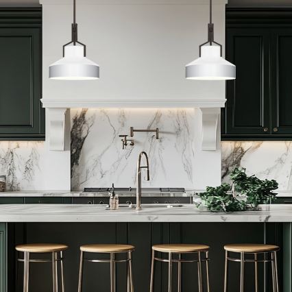 Quoizel - Luster na tyči BRECKEN 2xE27/60W/230V čierna/biela